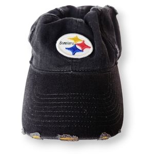 Pittsburgh Steelers NFL Distressed Baseball Hat Cap Adjustable Cotton Black